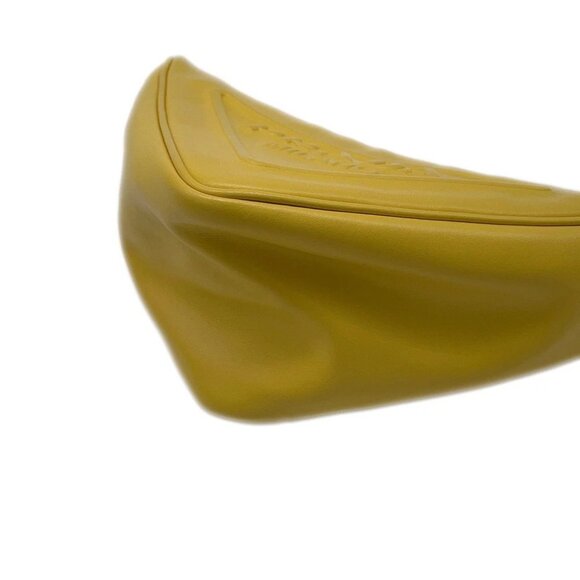 PRADA Triangle Shoulder Bag Leather Yellow 1BH190 - Picture 5 of 14